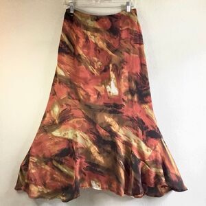 Vintage Y2K Orange Artsy Boho Hippie Abstract Beachy Fairycore Maxi Skirt 18/20W